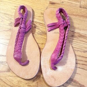 Braided Pink Leather Sandals Outfitters Ecotè